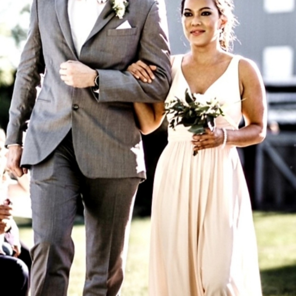Lulus Blush  bridesmaid dress.